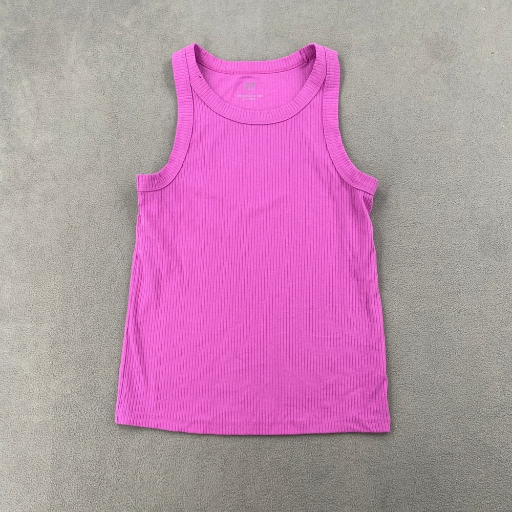 Gap Womens High Neck Ribbed Tank Top Magenta Pink Sleeveless Small